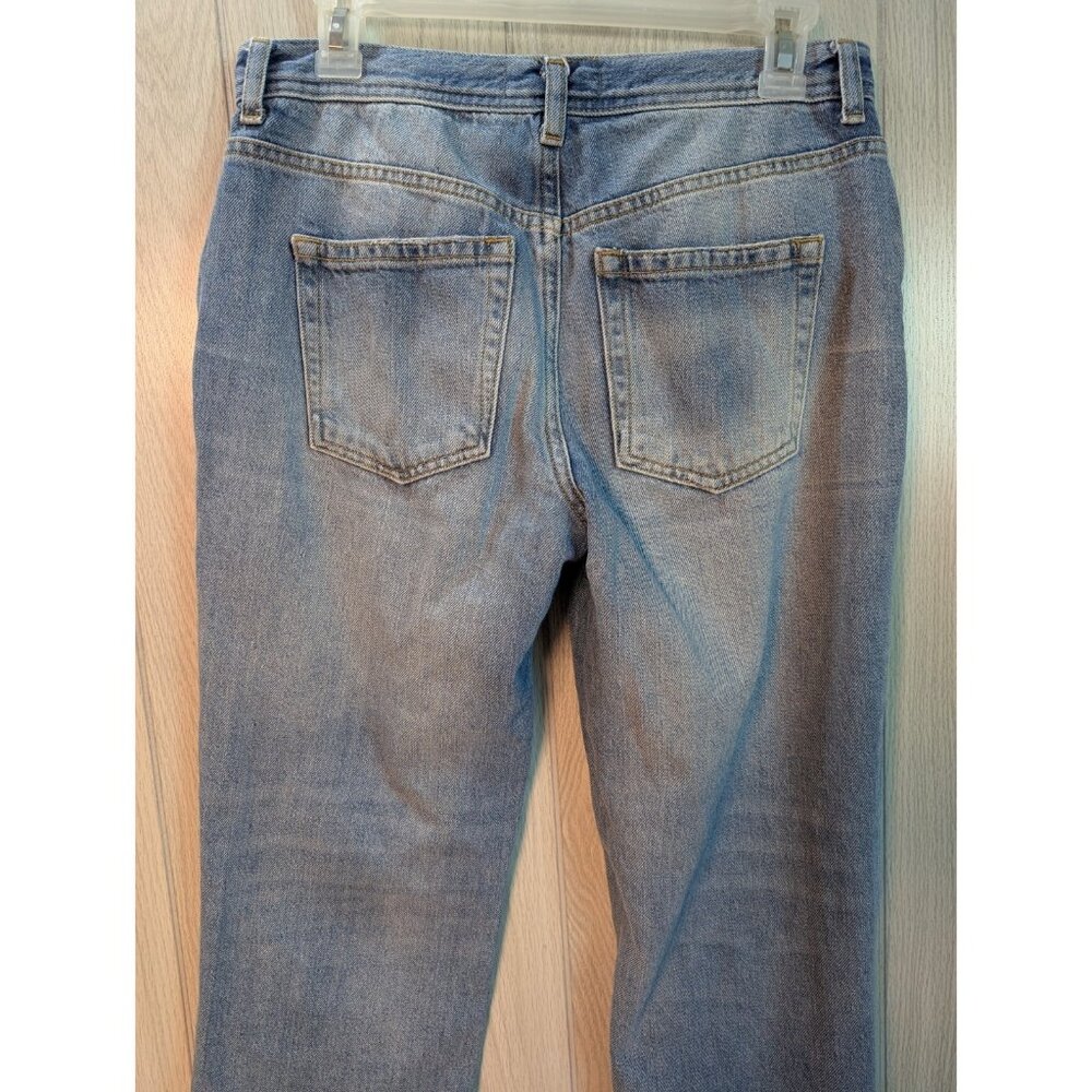 We The Free People Jeans Maggie Mid Rise Straight Leg Button Fly 27 Distressed - Picture 7 of 12